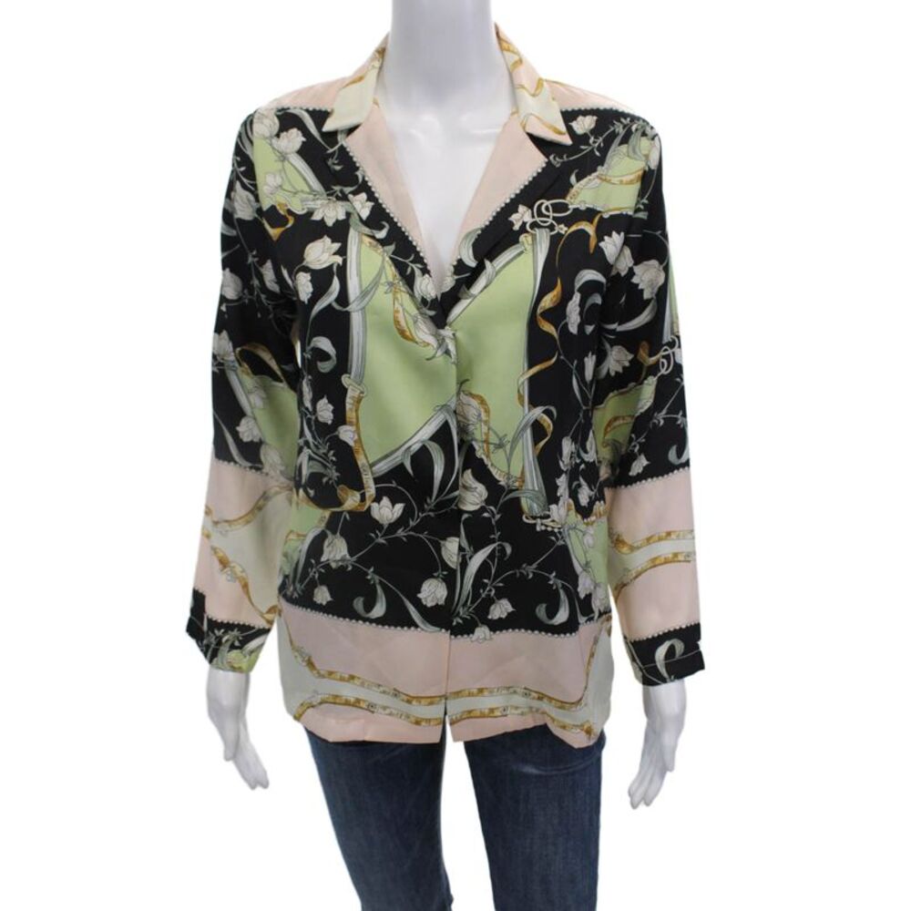 Muze Womens Floral Print Long Sleeve Button Down Shirt Multicolor Size S